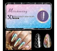 Faux ongles à presser en acrylique pour femmes et filles Motif sirènes