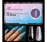 Faux ongles à presser en acrylique pour femmes et filles Motif sirènes