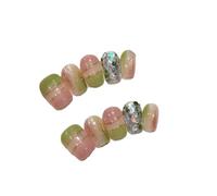 Faux Ongles À Pression Avec Yeux De Chat Roses, Faits À La Main, Avec Nœud Papillon, Motifs De Cœur D'amour, Couverture Complète, Pour Femmes, Manucure À Faire Soi-même Kit Manucure