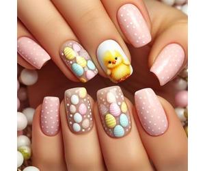 Faux ongles à pression carrés courts, 24 pièces, avec motifs de poussins, manucure en acrylique pour les célébrations de pâques