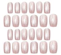 Faux Ongles à Pression Courts Carrés Rose 24 Pièces Abs | Pose Facile, Création D’art Ongulaire, Style Mode et Charme, pour Soirées et Gala