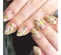 Faux ongles à pression en feuille d ' or métallique festif avec motifs floraux, construction ABS hypoallergénique pour des looks de vacances élégants, florale