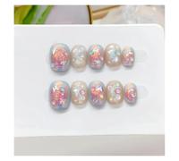 Faux Ongles À Pression Faits À La Main, Avec Motif Papillon, Tourbillons Vibrants, Forme Carrée Courte, Brillant, 10 Pièces Kit Manucure(S)