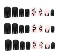 Faux Ongles à Pression Fête Halloween Noirs Abs, Détachables pour Femmes