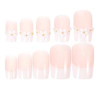 Faux Ongles à Pression Fleurs Perles, Plastique, Style Mignon | Ongles Naturels, Look Salon à Maison, Usage Fête, Demoiselles D’honneur, Finition Soignée