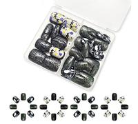 Faux Ongles À Pression Pour Halloween Pointes Françaises Carrés En Acrylique Fausses Colles Sur Bâton Pour Femmes Couverture Complète Ongles Artificiels