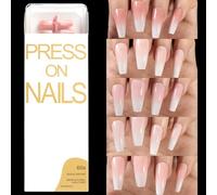 Faux Ongles À Pression Roses Ombrés Cercueil/amande/dégradés Carrés Naturels Brillants Couvertures Complètes À Coller Sur Les Ongles Pour Femmes