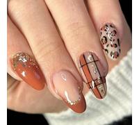 Faux ongles à pression scintillants et de longueur moyenne, 24 pièces, durabilité ABS, finition brillante