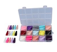 Faux Ongles Acrylique Conseils Carré/Amande/Stilettos/Cercueil 360 Pièces Couverture Complète Artificielle Avec Étui Couverture Complète Acrylique Ongles Conseils