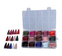Faux Ongles Acrylique Conseils Carré/Amande/Stilettos/Cercueil 360 Pièces Couverture Complète Artificielle Avec Étui Couverture Complète Acrylique Ongles Conseils