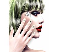 Faux Ongles Adhésifs Blancs Avec Araignées Femme Halloween Taille Unique