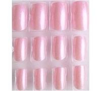Faux Ongles + Adhésifs - Bout Droit - Rose Girly Irisé Pailleté + Stickers Rose G