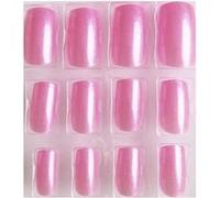 Faux Ongles + Adhésifs - Bout Droit - Rose Tendance Irisé Pailleté + Stickers Rose G