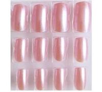 Faux Ongles + Adhésifs - Bout Droit - Rose Vintage Irisé Pailleté + Stickers Rose G