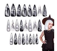 Faux ongles amovibles d'Halloween,Faux ongles amovibles d'Halloween,Art portant des faux ongles d'Halloween | Presse à ongles à pointe longue et pointue d'Halloween sur faux ongles pour hommes, adulte