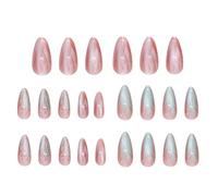 Faux ongles, appuyez sur les ongles | Faux ongles ombrés - Faux ongles moyens œil de chat en amande, comprend 24 ongles à presser et une lime à ongles pour femme et fille, 12 tailles