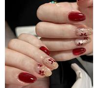 Faux ongles artificiels faciles à appliquer, parfaits pour les trajets rapides, au toucher, motif vin rouge pour différents réglages plus brillants