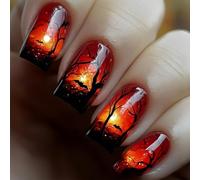 Faux ongles artificiels pour Halloween, 24 pièces, à pression, avec toiles d ' araignées fantomatiques festives, pour les fêtards et les étudiants