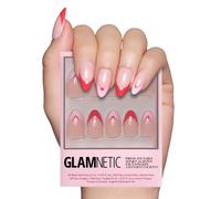 Faux ongles autocollants Glamnetic - Pure Hearted | Faux ongles courts en amande avec cœurs, réutilisables et adhésifs | Ongles Love In Bloom pou