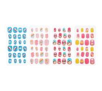 Faux Ongles Autocollants pour Garçon et Filles, 4 Boîtes de 24 Pièces, Abs | Couverture Intégrale , Décor Pailleté et Couleur Naturelle , Faciles à Peindre , Résistants aux Éclats Couleur Aléatoire