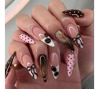 Faux ongles avec motif dégradé à pois - Motif sophistiqué - Style français - Confortable à porter pour un dégradé professionnel - Faux longue durée