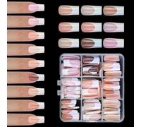 Faux ongles blancs à presser en forme d'amande - Faux ongles en acrylique - Brillant