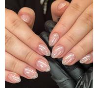 Faux ongles blancs brillants à pois application rapide travail art social