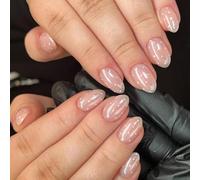 Faux ongles blancs brillants à pois application rapide travail social folkdance point à presser sur les sabots ABS frauduleux avec points denial époxy à coller