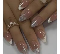 Faux ongles blancs de longueur moyenne à presser sur les ongles à coller sur les ongles blancs French Tip Manucure Fournitures