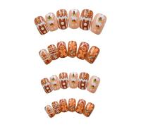 Faux ongles bonhomme en pain d'épice Noël à coller sur les ongles artificiels maison chocolat couverture complète à coller sur les ongles