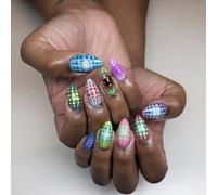 Faux ongles brillants à coller en forme d'amande - 12 tailles - Conseils français pour bricolage - Décorations artistiques - Cercueil - Amande French Tip