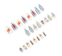 Faux ongles brillants à presser avec nœuds bleus pour un coiffage rapide