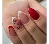 Faux ongles brillants à pression en amande, 12 tailles, 24 pièces, pointes françaises pour bricolage, décorations artistiques, modèles de faux ongles