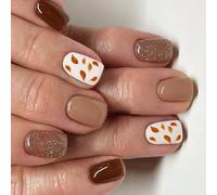 Faux ongles brillants à pression, feuilles de saison amovibles, port confortable, changement de rapide pour un réglage décontracté ou formel, faux ongles amovibles, conception de feuilles