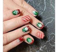Faux ongles brillants en forme de flocon de neige pour Noël, rassemblements de vacances, art rapide à porter