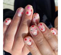 Faux ongles carrés à coller sur les ongles en forme de fraises - Acrylique - Cercueil - Amande