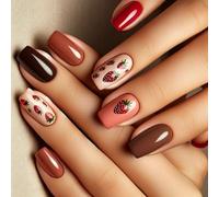 Faux ongles carrés à coller sur les ongles en forme de fraises - Acrylique - Cercueil - Amande