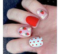 Faux ongles carrés à coller sur les ongles Motif fraises
