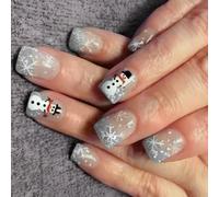 Faux ongles carrés à coller sur presse - Faux ongles artificiels pour femmes et filles - Colle acrylique transparente