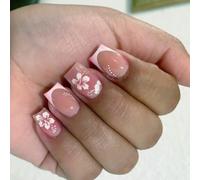 Faux ongles carrés à presser avec motifs de noix de coco et acrylique artificiel