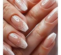 Faux ongles carrés à presser avec pointes françaises, couverture complète avec dégradés, acrylique artificiel, colle sur ongles pour femme, transparent
