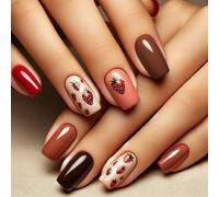 Faux ongles carrés à presser Faux ongles Fraise Faux ongles à coller sur les ongles Designs French Nails Tips Cadeaux