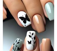 Faux ongles carrés à presser French Tip Faux ongles Colle sur les ongles Feuilles Faux ongles