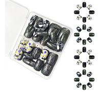 Faux ongles carrés à presser pour Halloween - Faux ongles effrayants pour femmes - Adhésifs carrés sur ongles avec motifs - Faux ongles carrés