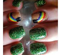 Faux ongles carrés à presser pour la Saint-Patrick, motifs arc-en-ciel, couverture complète en acrylique