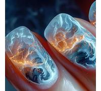 Faux ongles carrés avec flamme, couverture complète en acrylique artificiel, cadeaux acryliques sur ongles pour femmes, transparents