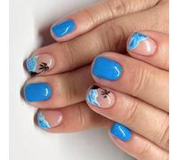 Faux ongles carrés avec motifs de noix de coco - Couverture complète - Acrylique artificiel - Colle acrylique sur ongles - Transparent