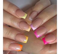 Faux ongles carrés brillants à coller en 12 tailles pour French Nails Tips For DIY Nails Art Décorations