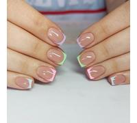 Faux ongles carrés brillants à coller en 12 tailles pour French Nails Tips For DIY Nails Art Décorations