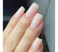 Faux ongles carrés brillants ombrés à presser - Faux ongles artificiels en acrylique - Couvrance complète